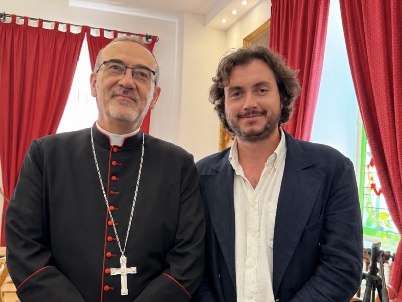 Andrea Tremaglia durante un incontro in Terra Santa